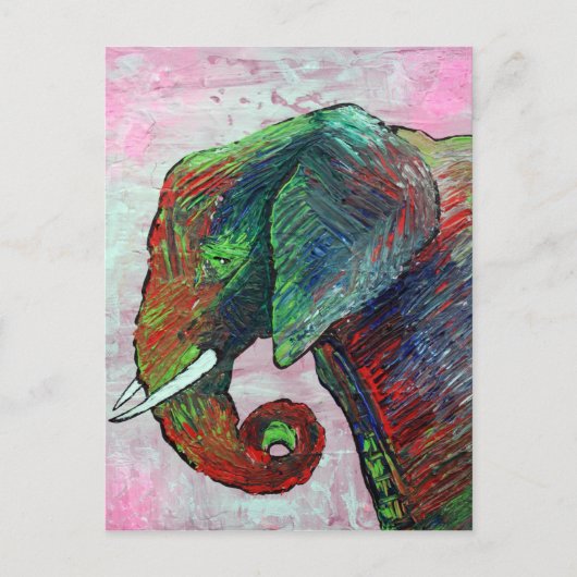Carte Postale Art Eléphant coloré (Devant)