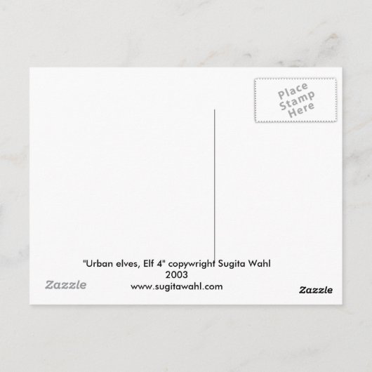 carte postale art "elfes urbains, elfe 4" (Dos)