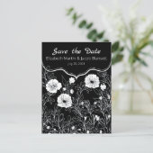 Carte Postale Art en ligne noir et blanc Enregistrer la date (Debout devant)