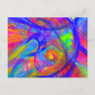 Carte Postale Art en pastel abstrait sauvage de craie de la