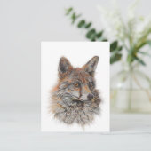 Carte Postale art facial renard rouge (Debout devant)