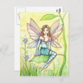 Carte Postale Art Fairy Flower Cute Imaginaire (Devant / Derrière)