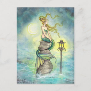 Carte Postale Art fantastique de sirène et de lune par Molly Har