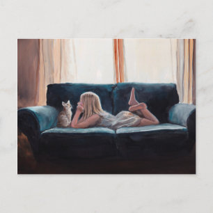 Carte postale Art Figuratif Conversation de chat