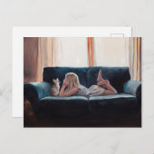 Carte postale Art Figuratif Conversation de chat (Devant / Derrière)