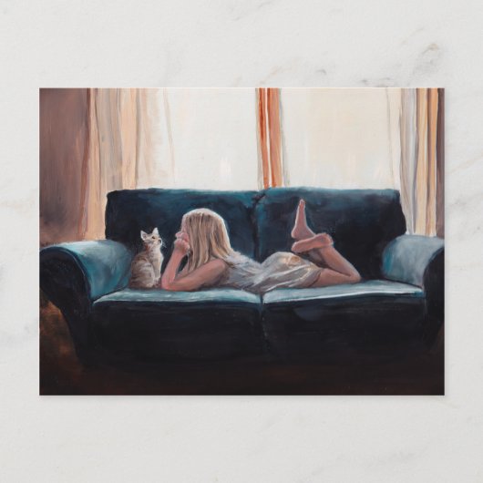 Carte postale Art Figuratif Conversation de chat (Devant)