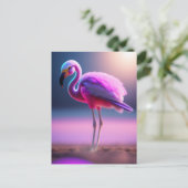 Carte postale art flamingo rose (Debout devant)
