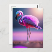 Carte postale art flamingo rose (Devant / Derrière)