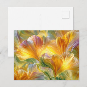 Carte Postale Art floral abstrait avec des pétales jaunes