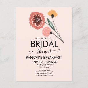 Carte Postale Art floral dessiné à la main pour douche de mariée