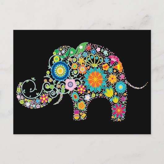 Carte Postale Art floral éléphant (Devant)