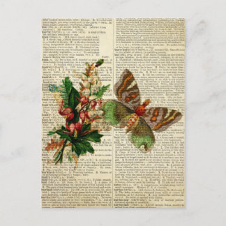 Carte Postale Art floral papillon sur la page de dictionnaire vi