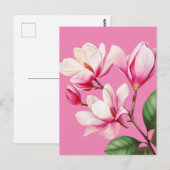 Carte Postale Art Floral simple rose élégant (Devant / Derrière)