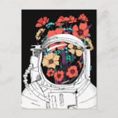 Carte Postale Art floral spatial astronaute (Devant)