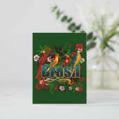 Carte Postale Art floral tropical d'oiseaux de forêt tropicale (Debout devant)