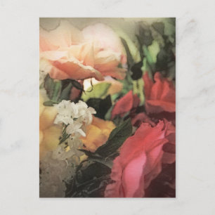 Carte Postale art floral vintage vibrant arrière - plan avec rou