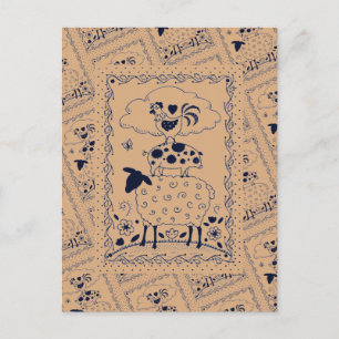 Carte Postale ART FOLAIRE ANIMAUX DE FERME MOULER PIG ROOSTER Pr