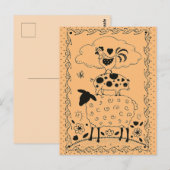 Carte Postale ART FOLAIRE ANIMAUX DE FERME MOULER PIG ROOSTER Pr (Devant / Derrière)