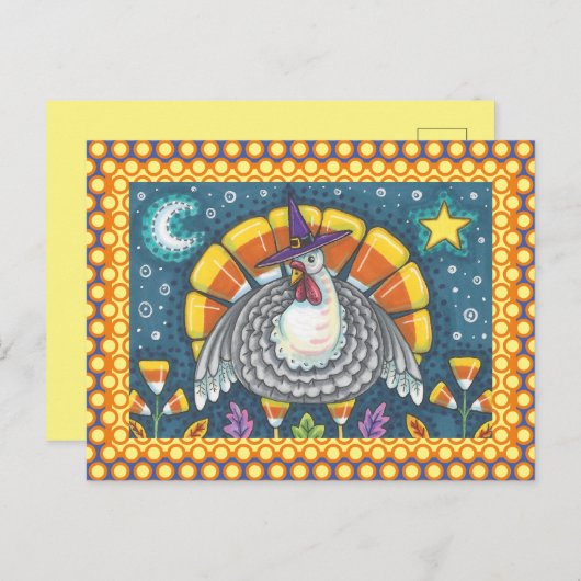 CARTE POSTALE ART FOLK CANDY CORN PILGRIM TURQUIE, MERCI (Devant / Derrière)