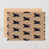 CARTE POSTALE ART FOLK PRIMITIF EXÉCUTANT HORSE EQUINE SILHOUETT (Devant / Derrière)