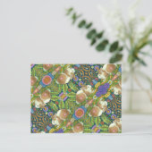 CARTE POSTALE ART FOLK RABBIT & BLUEBIRD DANS LE JARDIN SECRET (Debout devant)