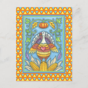 CARTE POSTALE ART FOLK TURQUIE, COULEURS DE THANKSGIVAL SAISONNI