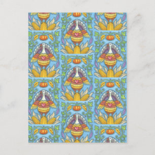CARTE POSTALE ART FOLK TURQUIE, COULEURS DE THANKSGIVAL SAISONNI