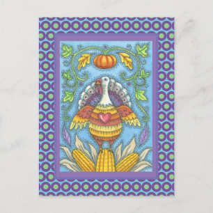 CARTE POSTALE ART FOLK TURQUIE, COULEURS DE THANKSGIVAL SAISONNI