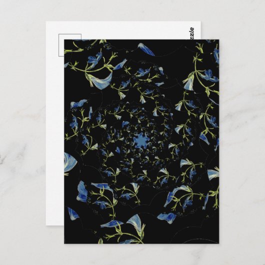 Carte Postale Art fractal bleu et noir Sage (Devant / Derrière)