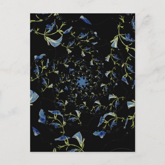 Carte Postale Art fractal bleu et noir Sage (Devant)