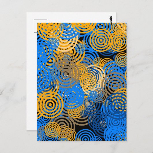 Carte Postale Art fractal Cercles Bleus Swirl Mandala Mur Art (Devant / Derrière)