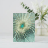 Carte Postale Art fractal de fleurs de fantaisie vert sauge abst (Debout devant)