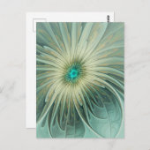 Carte Postale Art fractal de fleurs de fantaisie vert sauge abst (Devant / Derrière)