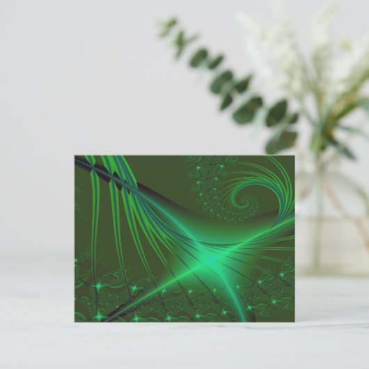 Carte Postale Art Fractal Interrompu Vert (Debout devant)