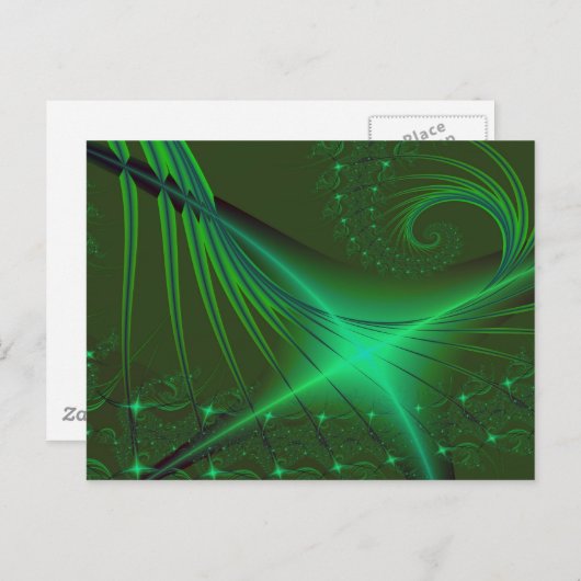Carte Postale Art Fractal Interrompu Vert (Devant / Derrière)