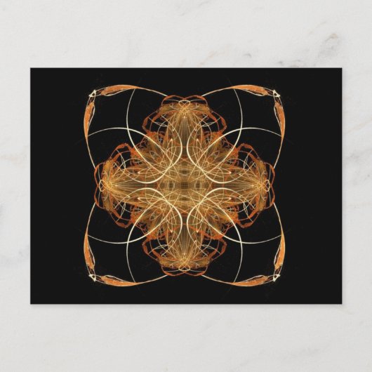 Carte Postale Art Fractal Jaune et Orange à torsade Coussin (Devant)