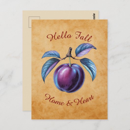 Carte Postale Art fruitier de récolte d'automne avec texte perso (Devant / Derrière)