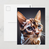 Carte Postale Art généré par l'IA de chat cubique (Devant / Derrière)