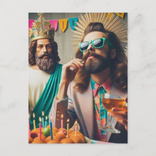 Carte Postale Art généré par l'IA drôle Joyeux Anniversaire Jésu