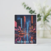 Carte Postale Art graphique coloré Newark NJ (Debout devant)