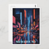 Carte Postale Art graphique coloré Newark NJ (Devant / Derrière)
