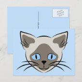 Carte Postale Art Graphique de visage de chat bleu siamois (Devant / Derrière)