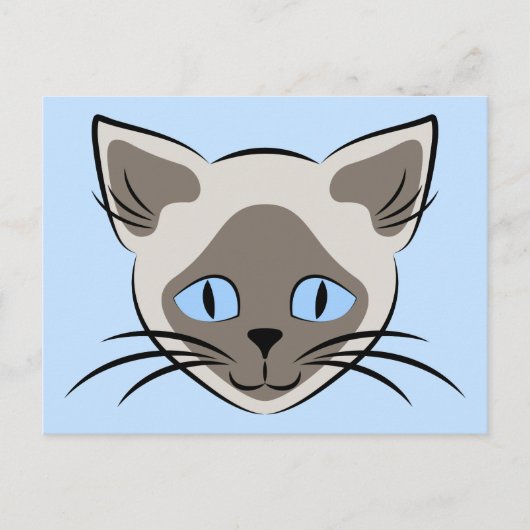 Carte Postale Art Graphique de visage de chat bleu siamois (Devant)