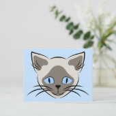 Carte Postale Art Graphique de visage de chat bleu siamois (Debout devant)