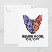 Carte Postale Art graphique du zodiaque du chat double mode Géme (Devant / Derrière)