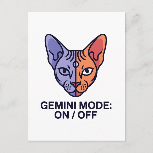 Carte Postale Art graphique du zodiaque du chat double mode Géme (Devant)