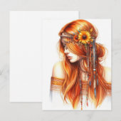 Carte Postale Art IA de fille Boho Mode Bohème (Devant / Derrière)