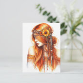 Carte Postale Art IA de fille Boho Mode Bohème (Debout devant)