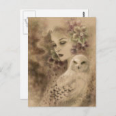 Carte postale Art Imaginaire Chouette neigeuse (Devant / Derrière)