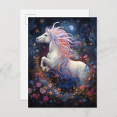 Carte Postale Art Imaginaire de Cheval Blanc Magique (Devant / Derrière)